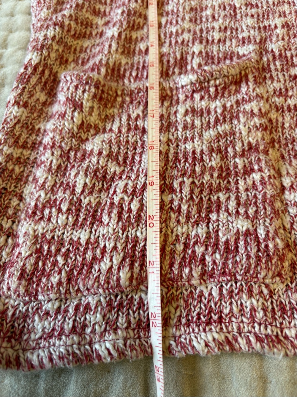 Album di Famiglia Cardigan ML Melange Cotton Blend Rosso White Boxy Open Sweater - Picture 11 of 14